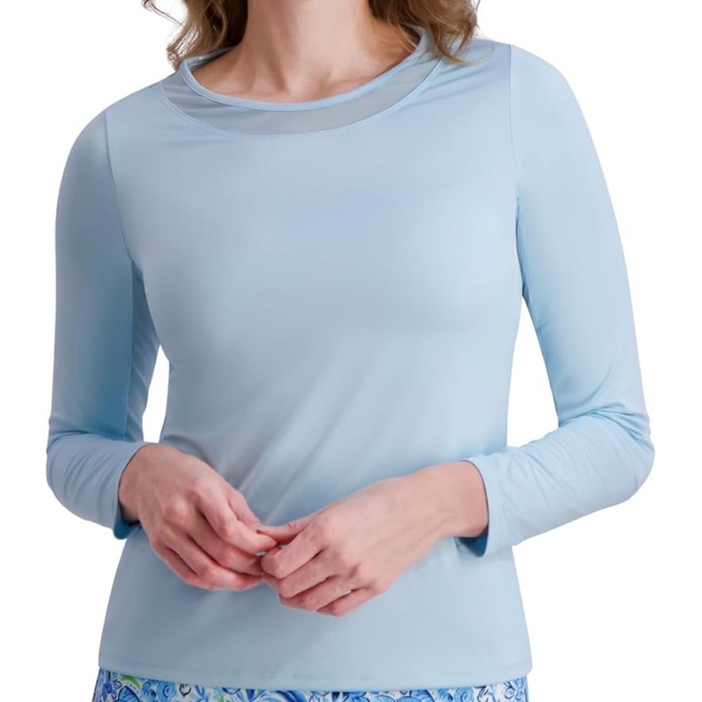 Stella Parker Crew Long Sleeve Top UPF 50+ Underarm Mesh NWT Size XS Crystal